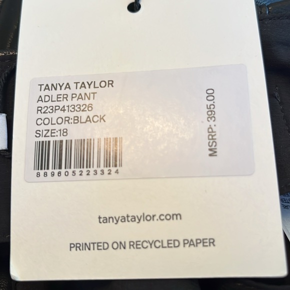TANYA TAYLOR BLACK FAUX LEATHER ADLER PANTS. NWT. SIZE 18. - Picture 6 of 6